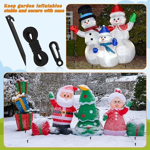 Inflatable Stakes Set with Ropes & Hooks - Heavy Duty Ground Anchors for Halloween & Christmas Decorations, Black - 36 Pieces
