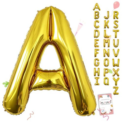 Large Gold Letter A Foil Balloon - 40 Inch Helium Alphabet for Party Decorations - Gold Letter a