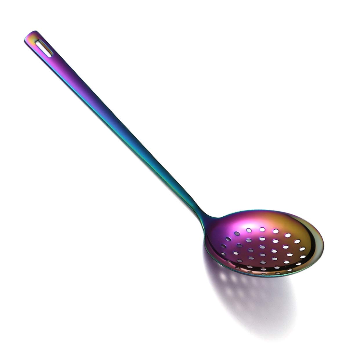 Rainbow Skimmer, Stainless Steel Metal Strainer With Titanium Rainbow Plating, Kitchen Cooking Skimmers For Non-Stick Cookware, Dishwasher Safe