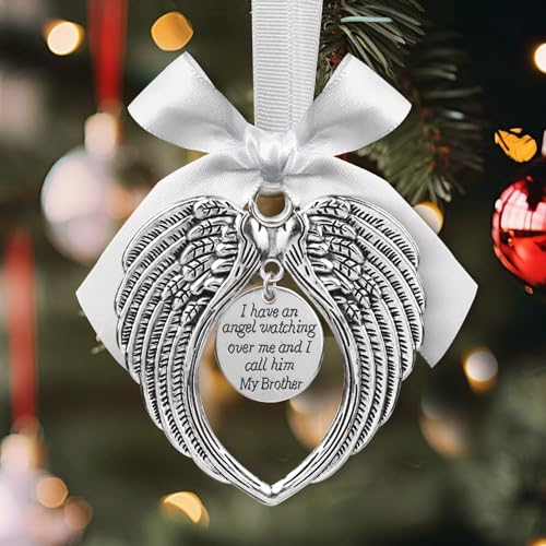 Angel Wings Memorial Ornament for Christmas Tree - In Loving Memory of Brother