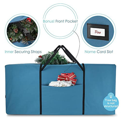 Blue Christmas Tree Storage Bag 7.5 & 9 Ft Heavy Duty Oxford Fabric with Reinforced Handles