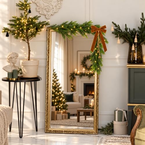 Fayoo 3.9ft Norfolk Pine Christmas Mirror Garland with Lights - Brown Variation
