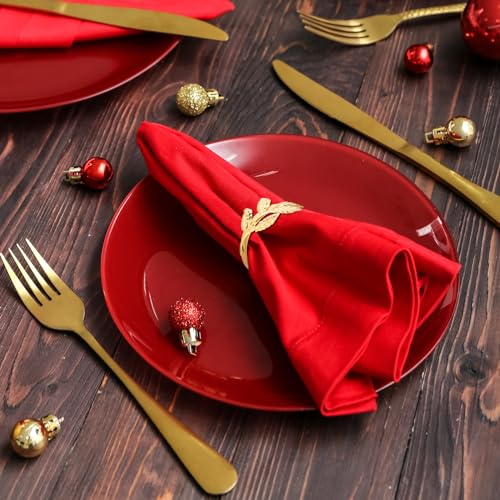 50 Pcs Gold Leaf Napkin Rings Set - Metal Napkin Holders for Weddings & Parties Small Leaves