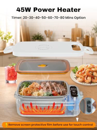 White Cordless Electric Lunch Box 1000ml Food Container Portable Food Warmer