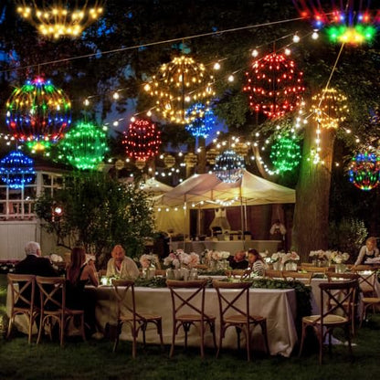 Outdoor LED Light Balls Set - Red & Blue Christmas Decorations, 2 Pack