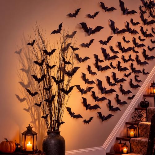 Halloween Dried Curly Willow Branches with 3D Bat Stickers & Vase Filler Set