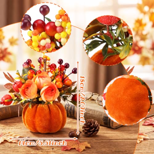 Fall Harvest Artificial Pumpkin Flower Centerpieces - Set of 6