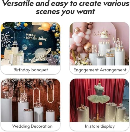 Round Pedestal Stands 3Pcs Metal Display Plinths for Weddings and Parties