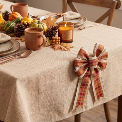 Fall Wreath Bow for Front Door and Holiday Decor - Plaid Thanksgiving Topper
