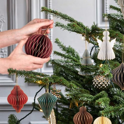 Draupnir 10-Piece 3D Honeycomb Christmas Tree Ornaments Hanging Decorations