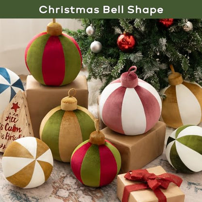 Bell-Shaped Christmas Pillow - Red Velvet Holiday Decor 8.5x8.5 Inch (Variation: Bell-Red / 8.5x8.5 in)