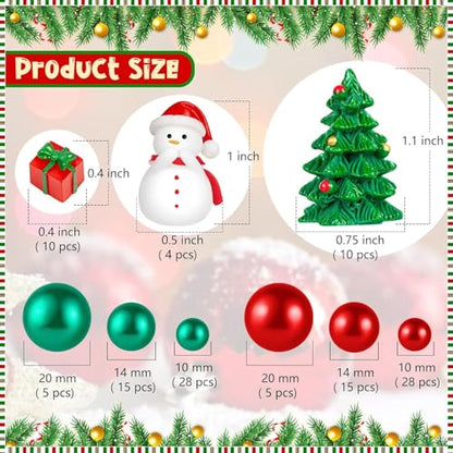 240Pcs Christmas Vase Filler Set with Beads, Mini Snowmen & Trees - Holiday Decor