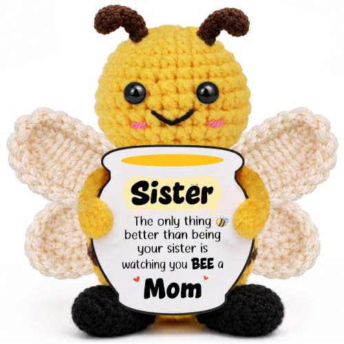 Sister Pregnancy Gift Crochet Bee - New Mom Keepsake for Sister, Baby Shower Present