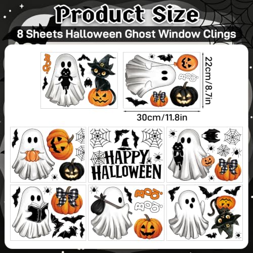 Halloween Ghost Window Cling Stickers Set - Pumpkin & Cat Variations