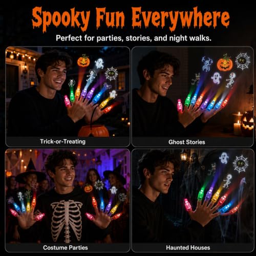 36 Pack Halloween Finger Light Projectors - Spooky Party Favors