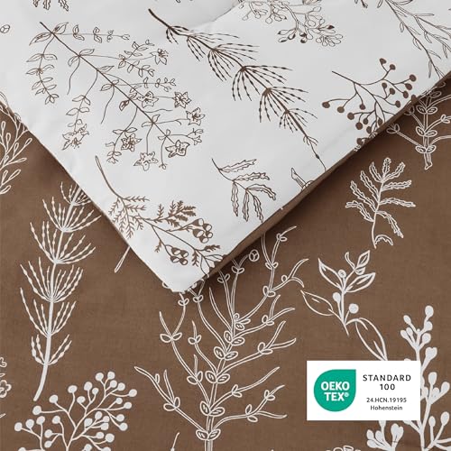 Bedsure Full Comforter Set - Bright White Bed Set, 3 Pieces Cute Floral Bedding, 1 Soft Reversible Botanical Flowers Comforter and 2 Pillow Shams
