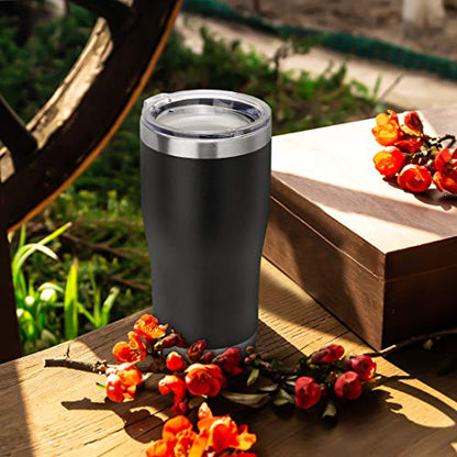 Black 20oz Stainless Steel Insulated Travel Tumbler with Lid - Pack of 4