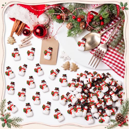 Mini Snowman Figurines Set - Christmas Holiday Winter Decorations Bulk 50 Pieces