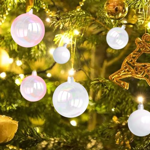 Pink Christmas Iridescent Ornaments Balls - 1.97 Inch, Set of 12