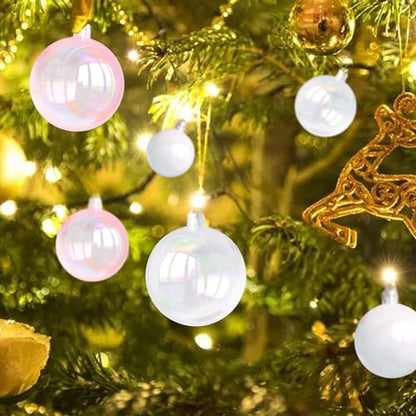 Pink Christmas Iridescent Ornaments Balls - 1.97 Inch, Set of 12