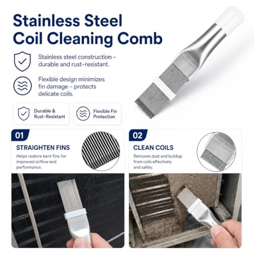 6-Piece AC Coil Cleaning Kit with Fin Comb & Straightener for Condensers