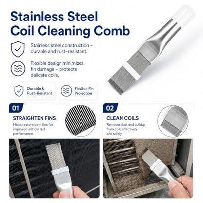 6-Piece AC Coil Cleaning Kit with Fin Comb & Straightener for Condensers