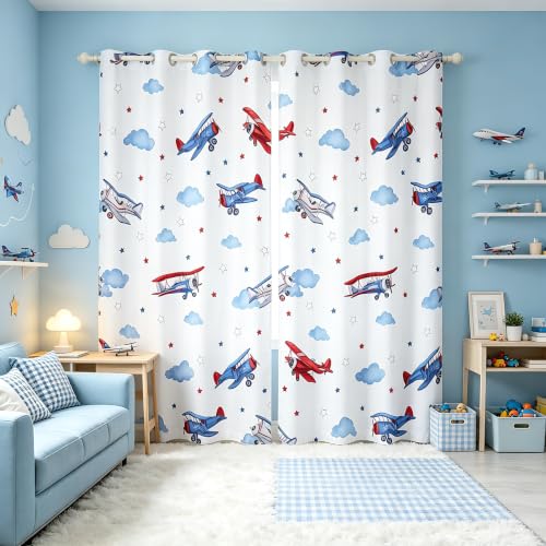 Manfei Vintage Aircraft Window Drapes Vehicle 06 Blackout Curtains 42W x 84L Inch
