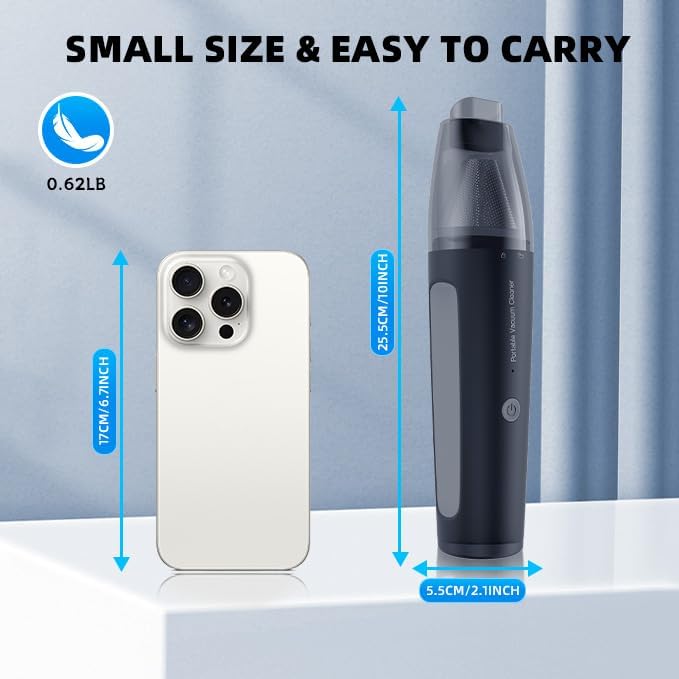 OMO Handheld Vacuum, 13000PA Portable Cordless Car Vacuum Cleaner, Suction and Blow 2 in 1 Dust Removal Vacuum Cleaner for Car, Home, Office,Pet. Black