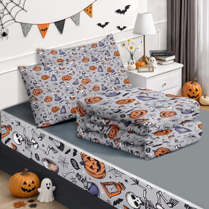 Halloween Pumpkin Kids Zipper Bedding Set - Full Size 3-Piece