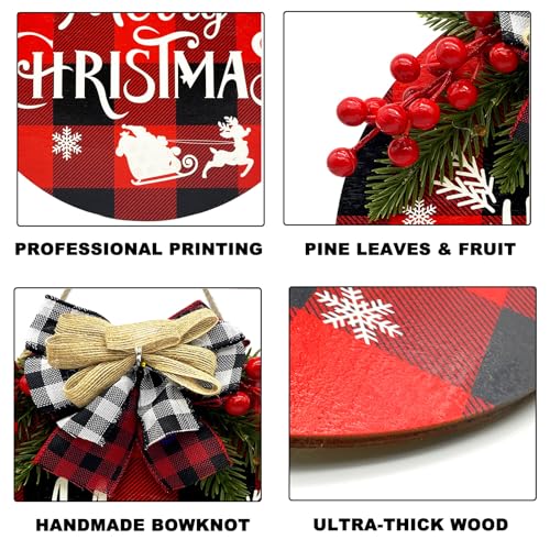 2 Pieces Christmas Door Decorations - Buffalo Plaid, 12 Inch