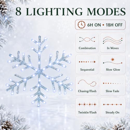 BRIGHTDECK 2 Pack Christmas Snowflake Window Lights - Cool White, Battery Operated
