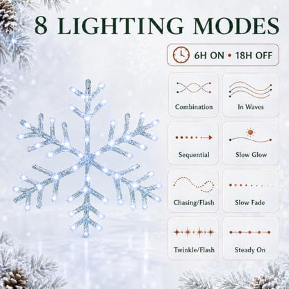 BRIGHTDECK 2 Pack Christmas Snowflake Window Lights - Cool White, Battery Operated