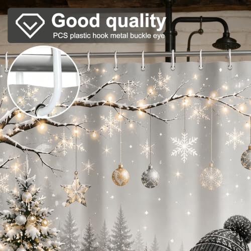 Snowman Shower Curtain Winter Christmas Bathroom Decor 71 x 71 in