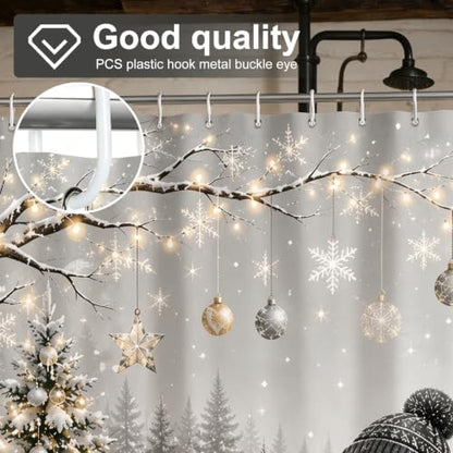 Snowman Shower Curtain Winter Christmas Bathroom Decor 71 x 71 in