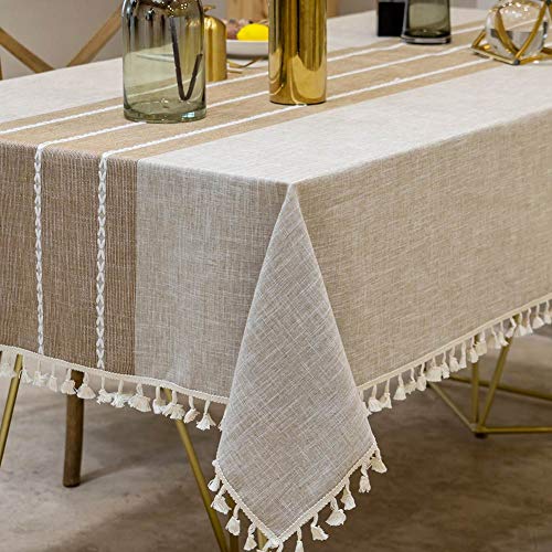 Deep Dream Waterproof Rectangle Tablecloth 55x102 Inches Light Coffee - Rustic Kitchen Dining Decor