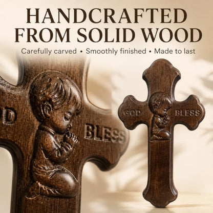 God Bless Cross Baptism Gift for Boy - Handmade Christian Wall Decor - Variation of N1