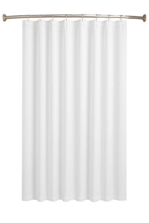 Dependable Industries inc. Essentials White Fabric Shower Curtain Liner 54" x 78" Stall Size – Hotel Quality 100% Polyester with Weighted Hem & Buttonhole Top – Water Repellent Machine Washable