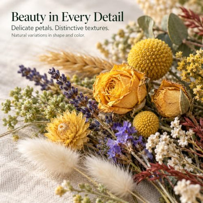 Dried Flower Bouquet with Lavender, Roses & Eucalyptus - 125 Stems for DIY Crafts & Decor