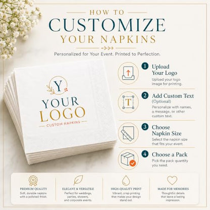 Custom Logo Paper Napkins with Full Print - Party & Wedding Drink Coasters Pack 50-1000
