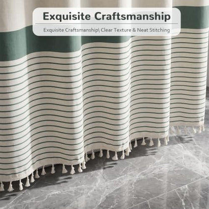 Sage Green Bathroom Set with Shower Curtain and Rugs - Farmhouse Boho Decor