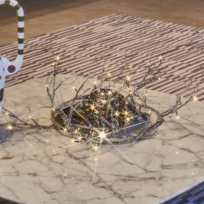 Brown Lighted Iced Garland with Timer 48 LED Fairy Lights 6ft for Mantle Decor