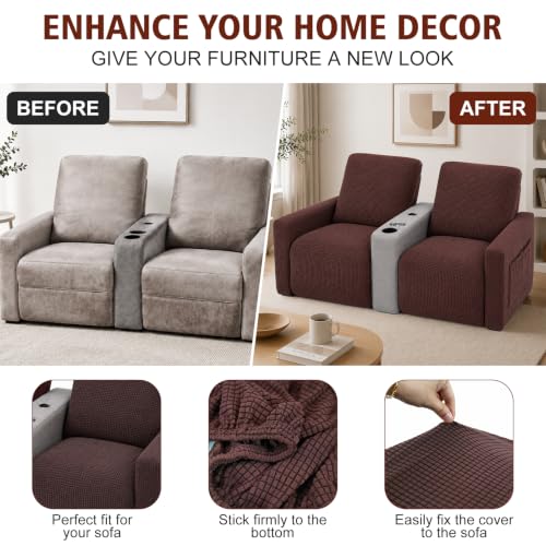 Brown RV Recliner Covers Set of 6 for Loveseat - Custom Fit & Pet-Friendly