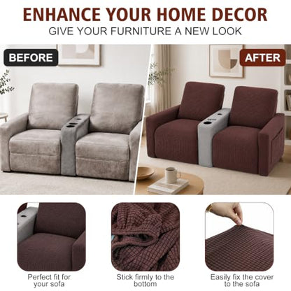 Brown RV Recliner Covers Set of 6 for Loveseat - Custom Fit & Pet-Friendly