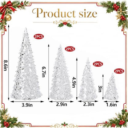 8 Pcs Clear Acrylic Christmas Tree Set - Tabletop Holiday Decor