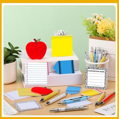 Teacher Appreciation Gift Set - 12 Multicolor Tumblers, Sticky Notes & Pens, 12 oz - Modern Design