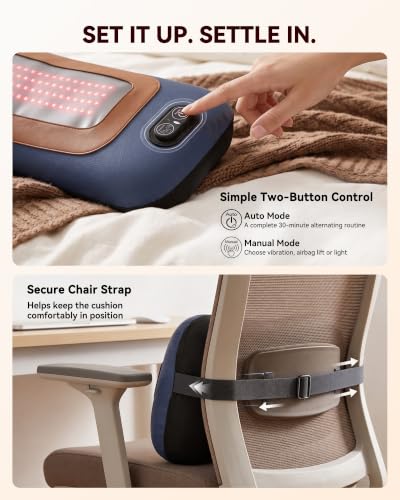 4-in-1 Lumbar Support Pillow with Red Light & Heating - Back Massager