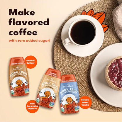 SweetLeaf Caramel Liquid Monk Fruit - Monk Fruit Liquid Sweetener Drops, Organic Monk Fruit Extract, Zero Calorie Sweetener, Sugar Free, Keto Friendly, Erythritol Free - 1.7 Fl Oz