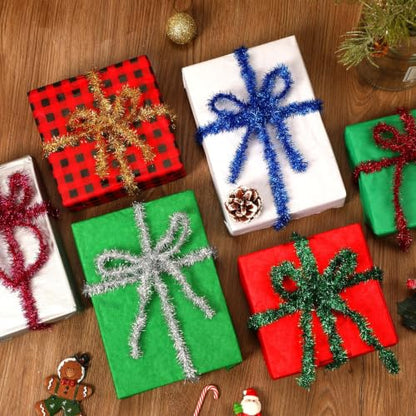 Christmas Tinsel Garland Set - 6 Rolls, 98.4 ft Holiday Decor