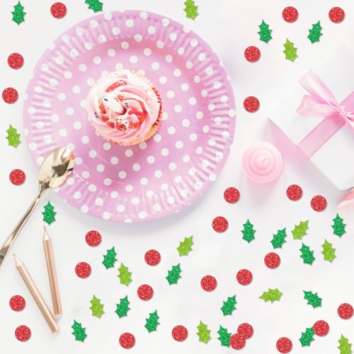 Christmas Holly Berries Confetti - Holiday Table Scatter, 120 Pieces