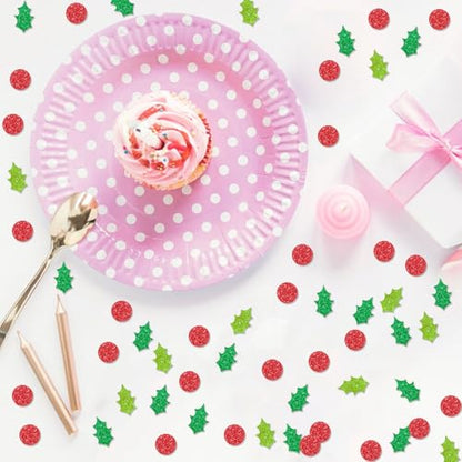 Christmas Holly Berries Confetti - Holiday Table Scatter, 120 Pieces